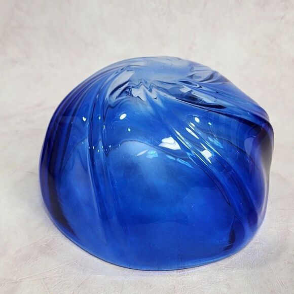 Michael Trimpol 7" D Decorative Sheer Cobalt Blue Swirl Bowl Art Glass Signed 03 - Picture 8 of 9